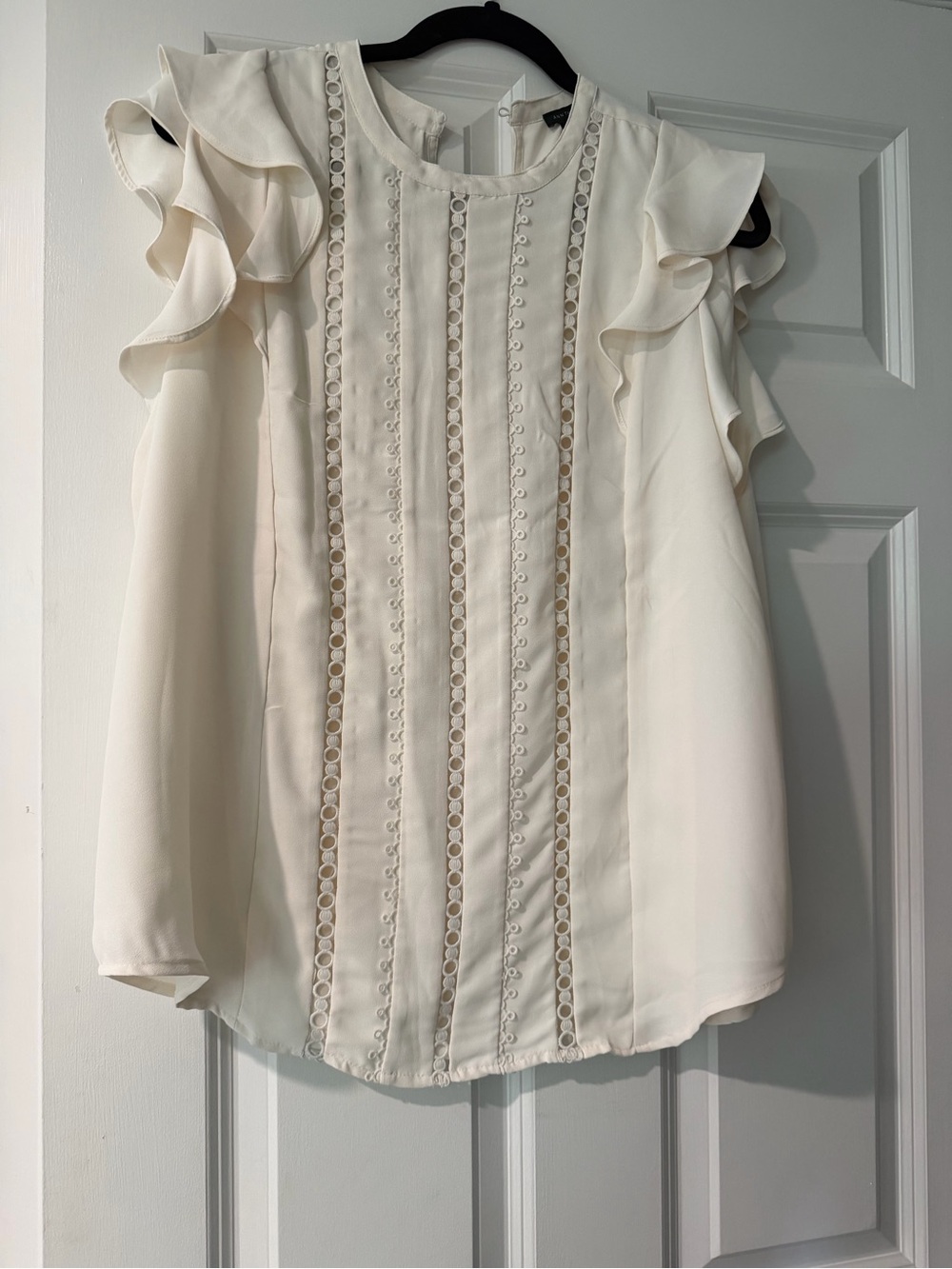 Ann Taylor Ivory Ruffle Sleeve Blouse